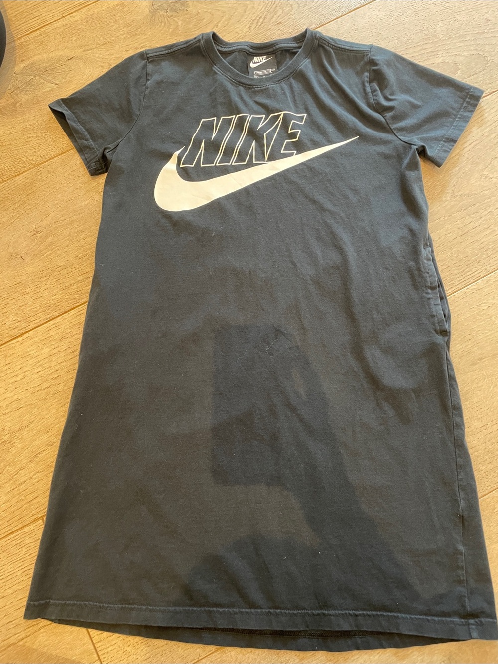 Nike Black Tee Dress with White Swoosh Logo (kids XL)
